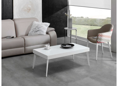 Mesa de centro elevable lacada en blanco