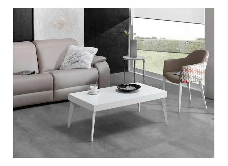 Mesa de centro elevable lacada en blanco