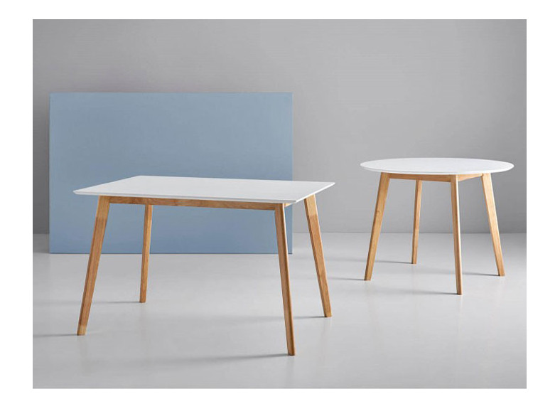 Mesa acabado en blanco y roble