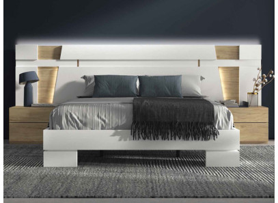 dormitorio blanco y roble