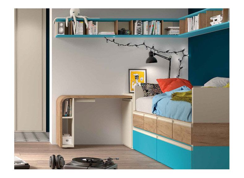 cama juvenil con estantería cama juvenil con estantería