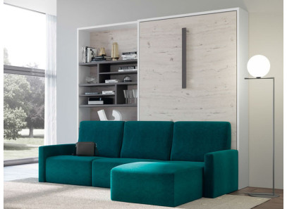 Cama abatible con estantería