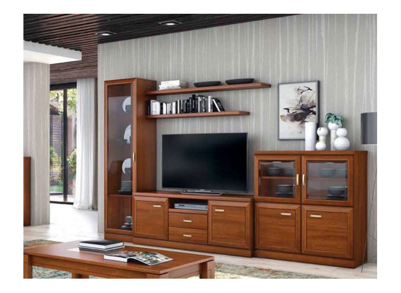 Salón con vitrina de estilo clásico