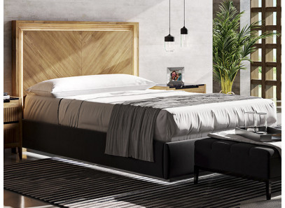 Cabecero rústico de madera con iluminación LED