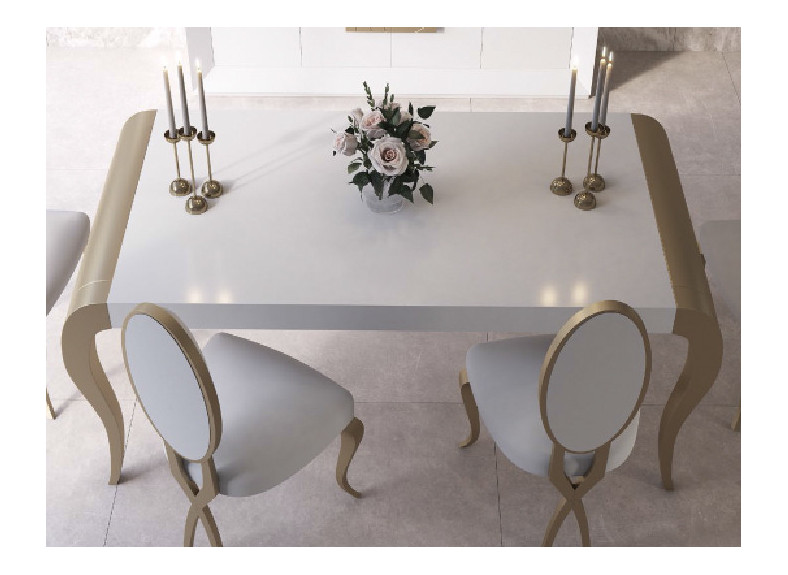 Mesa fija de madera con patas isabelinas