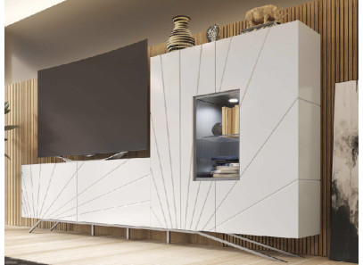 Salón moderno con mueble TV y vajillero