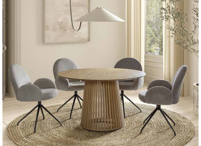Mesa de comedor redonda de madera