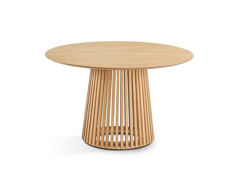 Mesa de comedor redonda con pie central