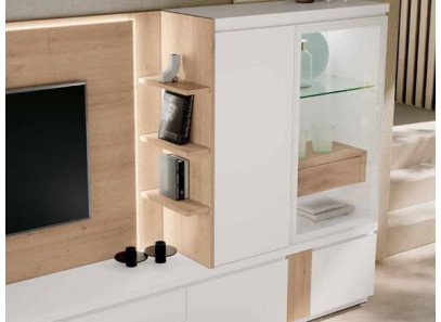 mueble de salón con panel tv