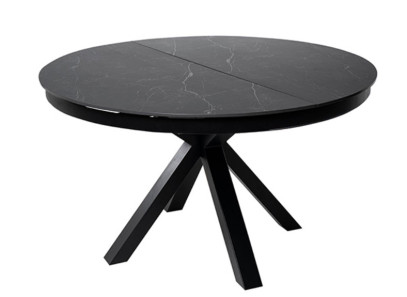 Mesa de comedor redonda extensible negra