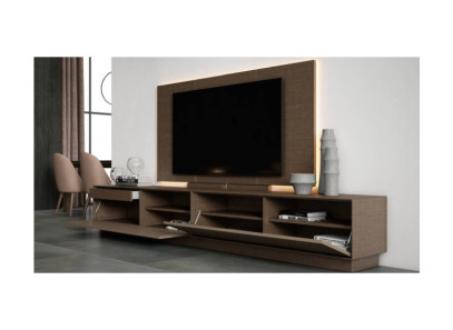 Muebles de tv con panel en chapa natural de madera de alta calidad en Valencia