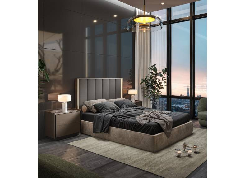 Dormitorio elegante de madera y de calidad al mejor precio en Muebles Intermobel, tu tienda de muebles en Valencia