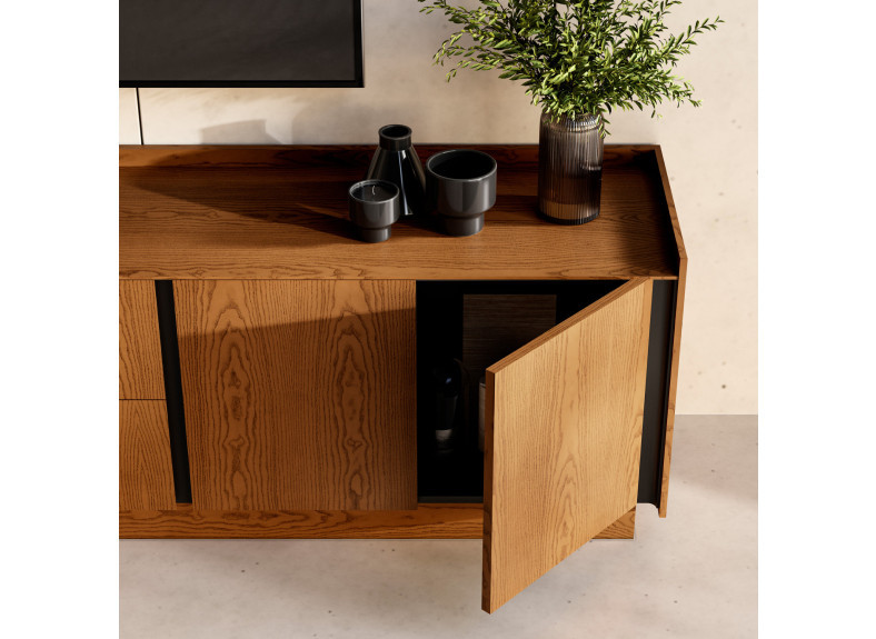 Mesa de tv de 2 metros moderno de madera en Valencia, Muebles Intermobel