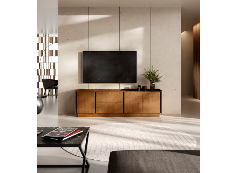 Mesa de tv de 2 metros moderno de madera en Valencia, Muebles Intermobel