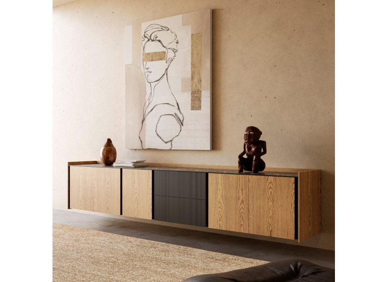 Mueble de TV colgado de madera Praga de Grupo Seys al mejor precio en Valencia, Muebles Intermobel