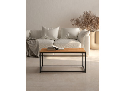 Mesa de centro de madera color roble con patas metálicas barata en Valencia