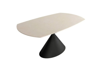 Mesa extensible giratoria con pata negra y porcelánico arena en Valencia, Intermobel