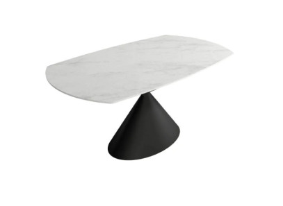 Mesa extensible giratoria con pata negra y porcelánico carrara en Valencia, Intermobel