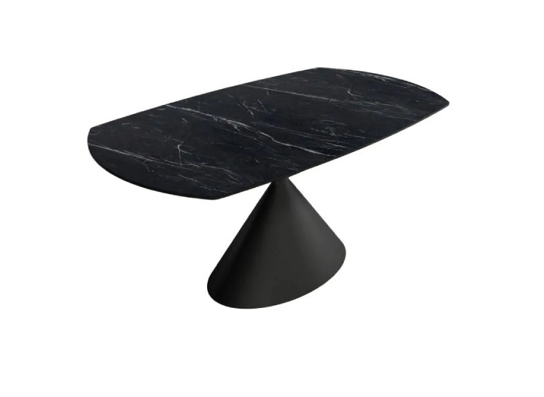 Mesa extensible giratoria con pata negra y porcelánico marquina en Valencia, Intermobel