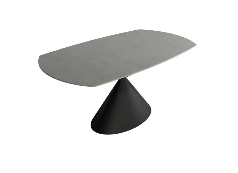 Mesa extensible giratoria con pata negra y porcelánico gris en Valencia, Intermobel