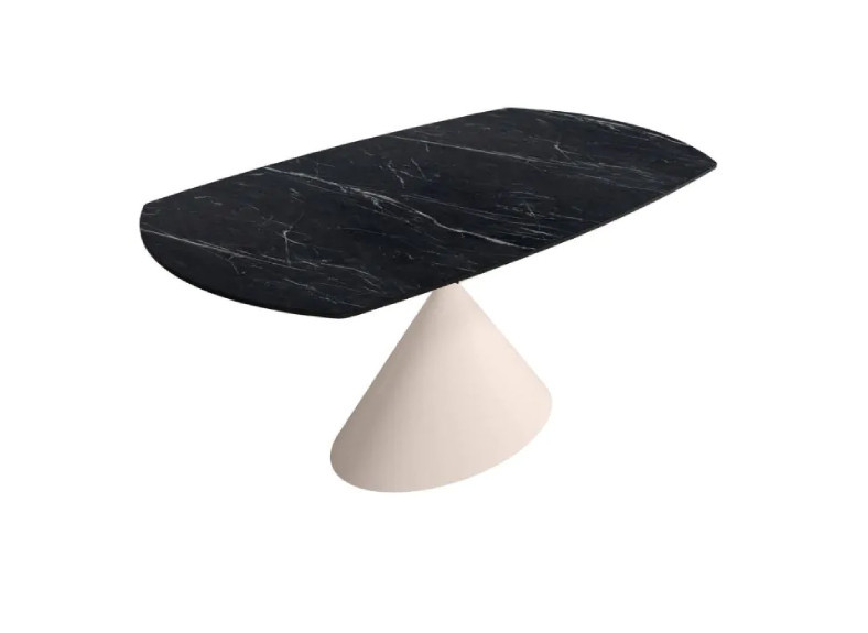 Mesa extensible giratoria con pata marfil y porcelánico marquina en Valencia, Intermobel