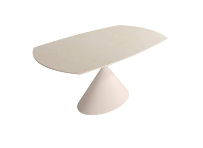 Mesa extensible giratoria con pata marfil y porcelánico arena en Valencia, Intermobel