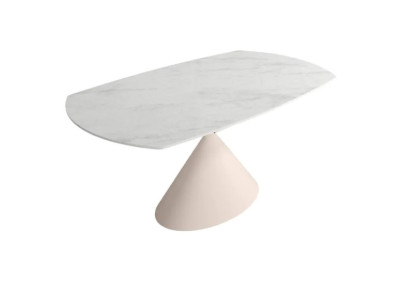 Mesa extensible giratoria con pata marfil y porcelánico carrara en Valencia, Intermobel