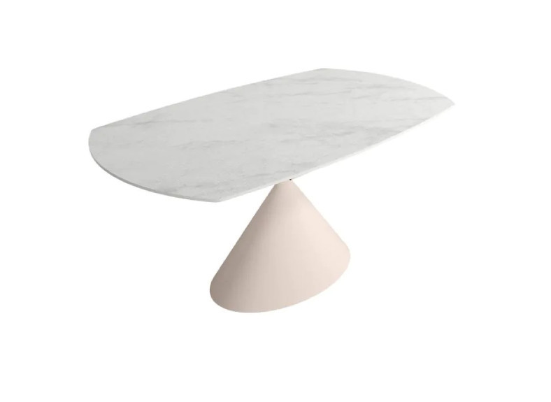 Mesa extensible giratoria con pata marfil y porcelánico carrara en Valencia, Intermobel