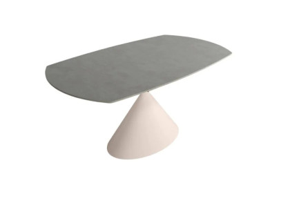 Mesa extensible giratoria con pata marfil y porcelánico gris en Valencia, Intermobel