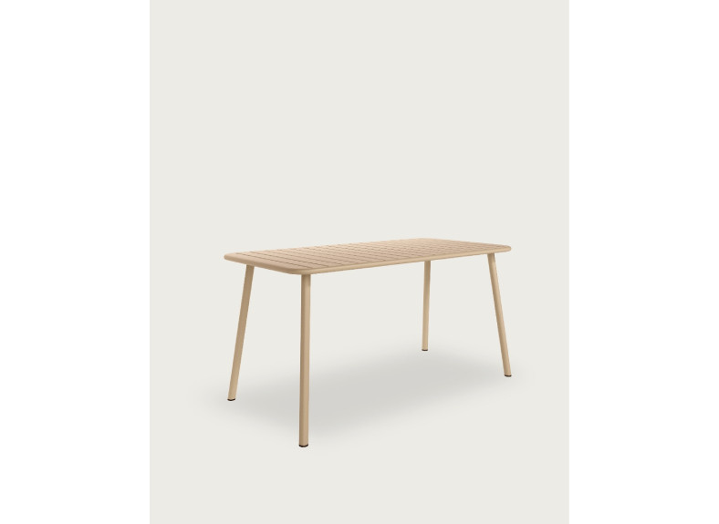 Mesa moderna metálica en color arena. Dos medidas disponibles en Intermobel, tu tienda de muebles en Valencia
