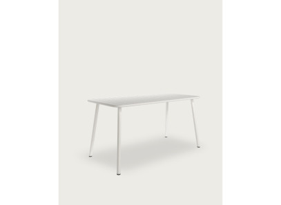 Mesa moderna metálica en color blanco. Dos medidas disponibles en Intermobel, tu tienda de muebles en Valencia