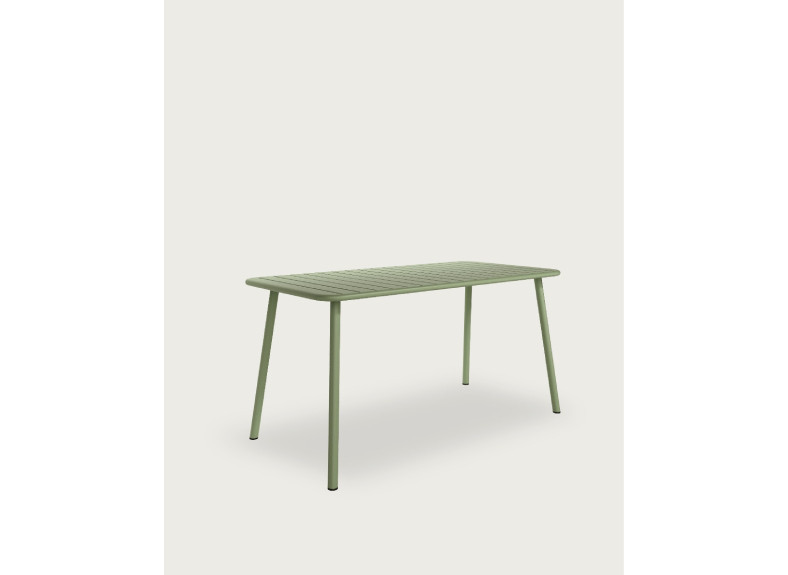 Mesa moderna metálica en color verde. Dos medidas disponibles en Intermobel, tu tienda de muebles en Valencia