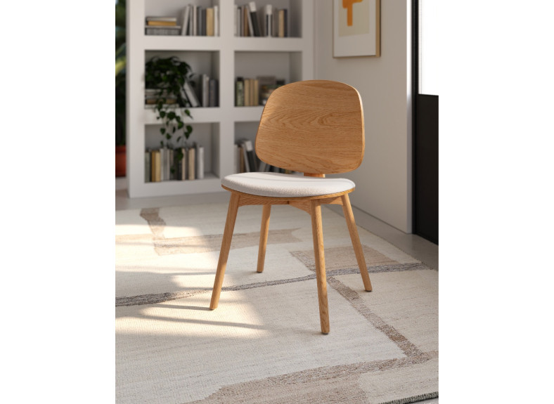 Silla nórdica semitapizada de roble barata en Valencia