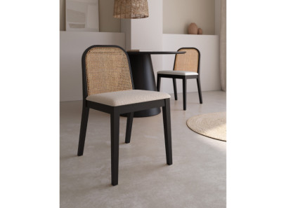 Silla de madera semitapizada con ratán en Muebles Intermobel, Valencia