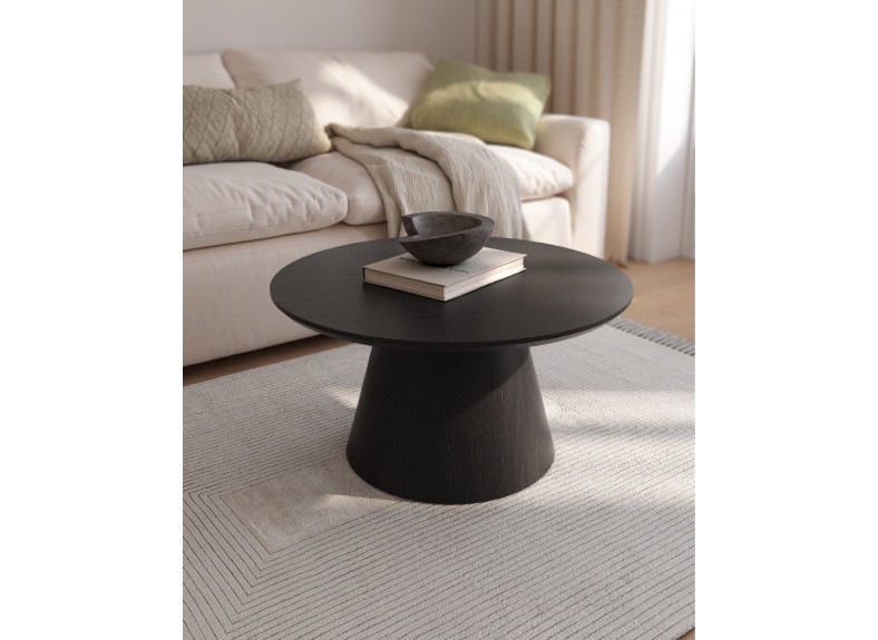 Mesa de centro redonda de madera negra Namib de Bogal en Muebles Intermobel, Valencia