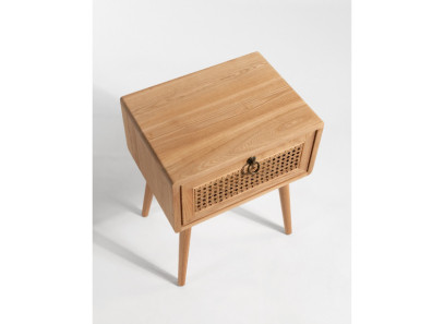 Mesita rústica, nórdica o mediterránea de madera con ratán en Valencia