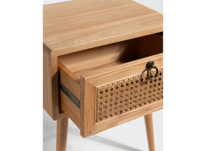 Mesita rústica, nórdica o mediterránea de madera con ratán en Valencia