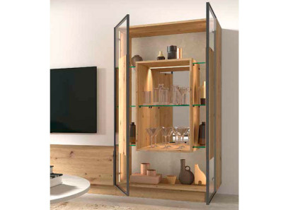 Vitrina para salón con puertas de cristal