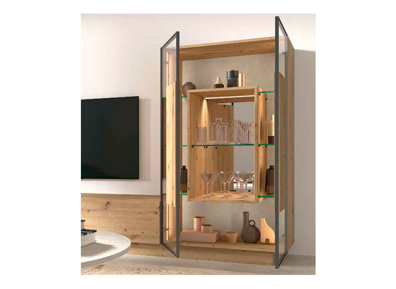 Vitrina para salón con puertas de cristal