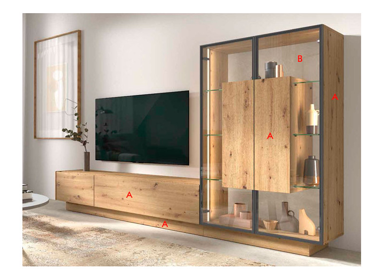 Mueble de TV y vitrina para salón