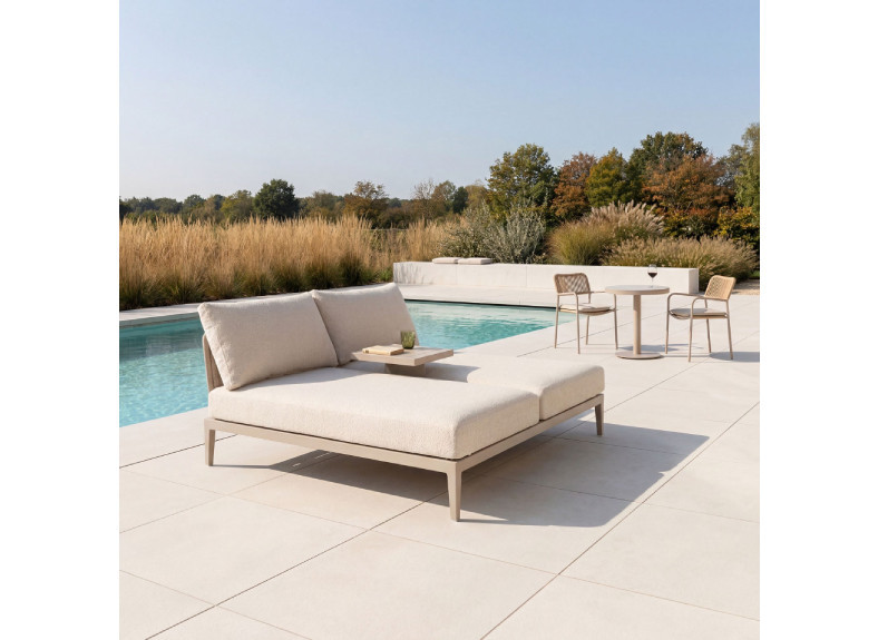 Tumbona doble con mesa central beige GDeco en Valencia, Intermobel