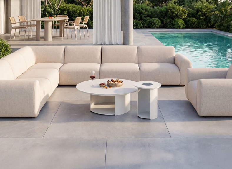 Mesa auxiliar de exterior con luz Marbella de GDeco en Valencia