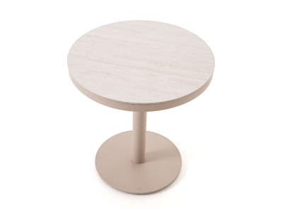 Mesa redonda de aluminio para exterior con tapa porcelánica modelo Andrea de GDeco, en Muebles Intermobel Valencia