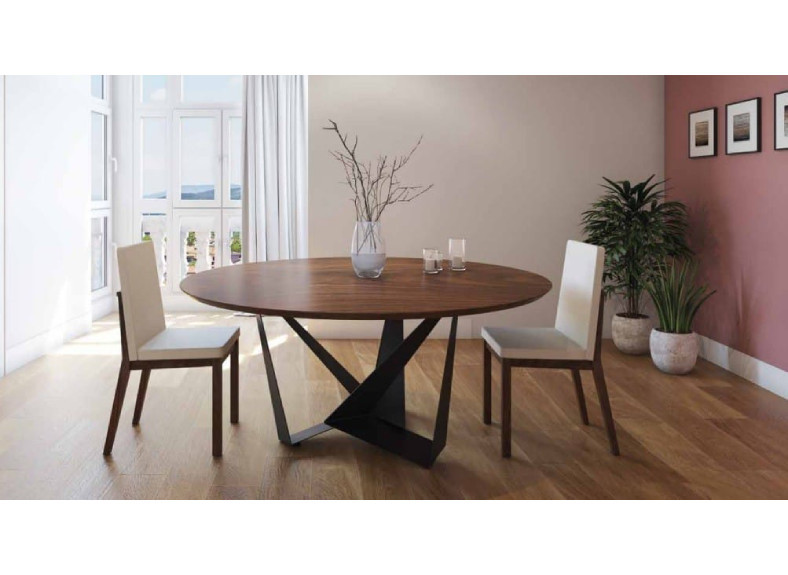 Mesa redonda de diseño en chapa de madera de Tadel en Valencia