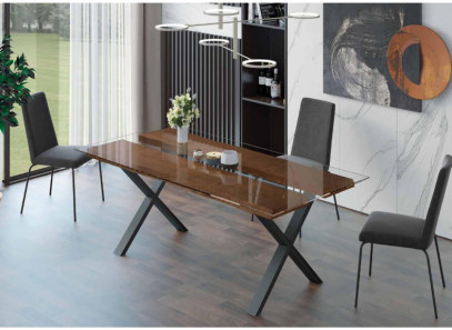 Mesa de comedor fija de madera y cristal de Tadel en Valencia, Muebles Intermobel