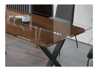 Mesa de comedor fija de madera y cristal de Tadel en Valencia, Muebles Intermobel