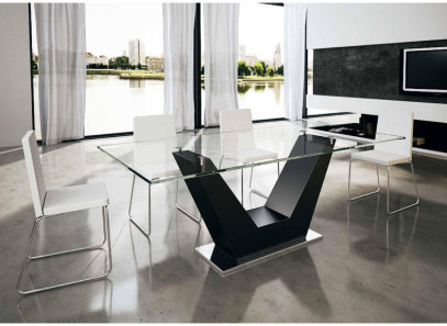 Mesa de cristal con pata metálica de Tadel en tu tienda de muebles en Valencia