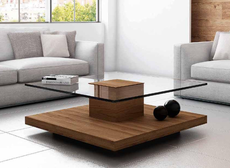 Mesa de centro de diseño de madera y cristal de Tadel Grup en Muebles Intermobel, tu tienda de muebles en Valencia