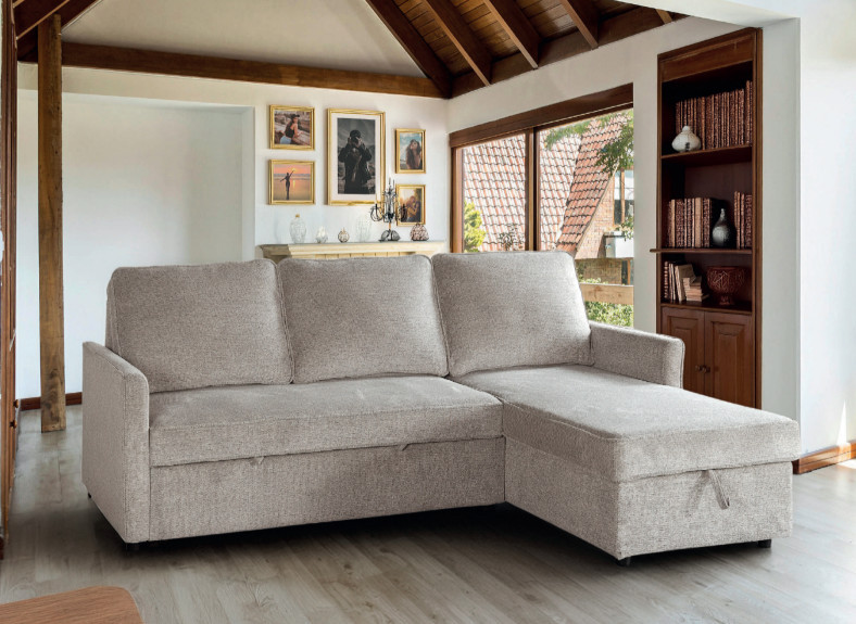 Sofá chaiselongue con cama y arcón barato en Valencia