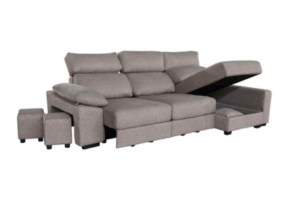 Sofá deslizante con chaiselongue y poufs barato en Valencia